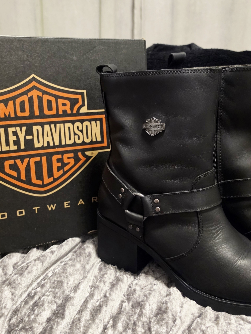 Harley-Davidson Women's Black Leather Harness Boots